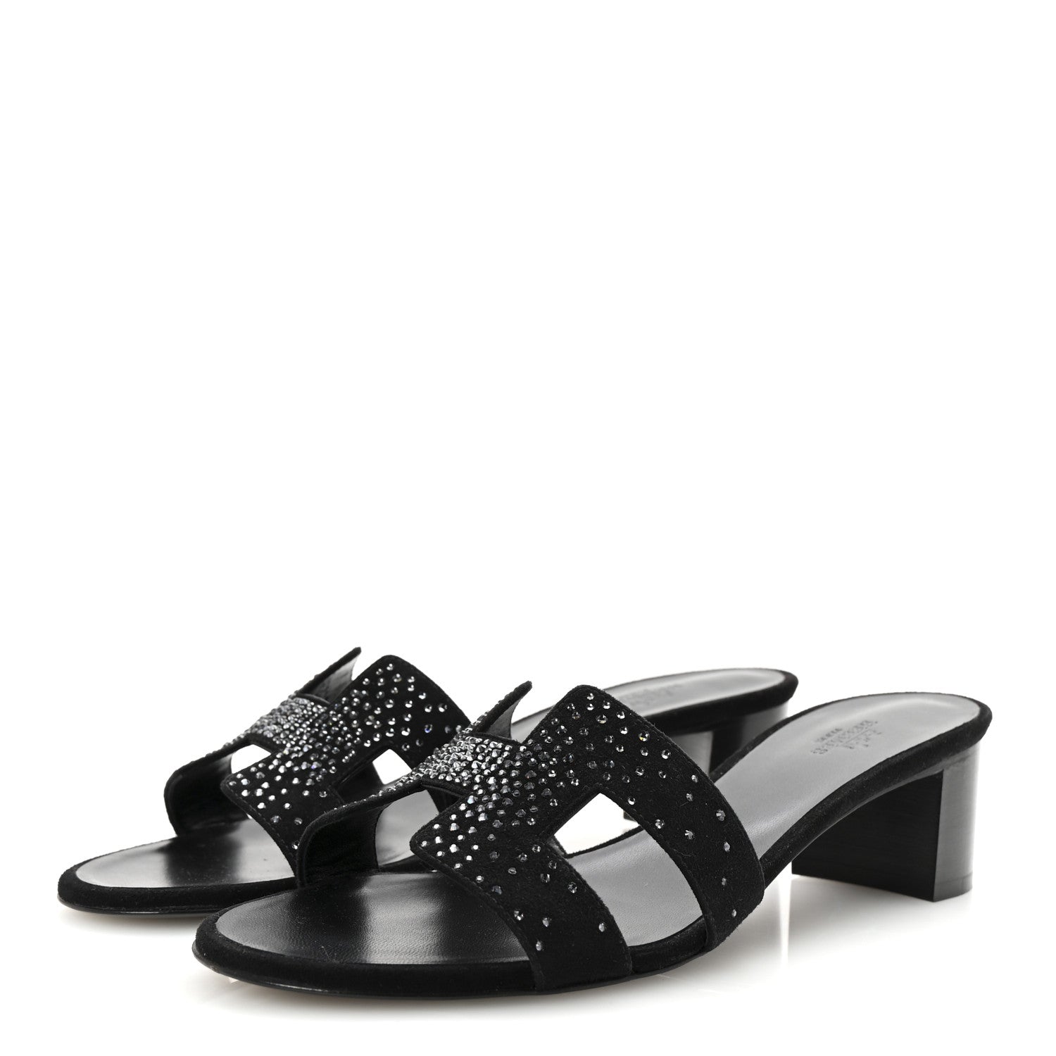 Hermes Suede Goatskin Crystal Oasis Sandals 39.5 Black 4 of 10