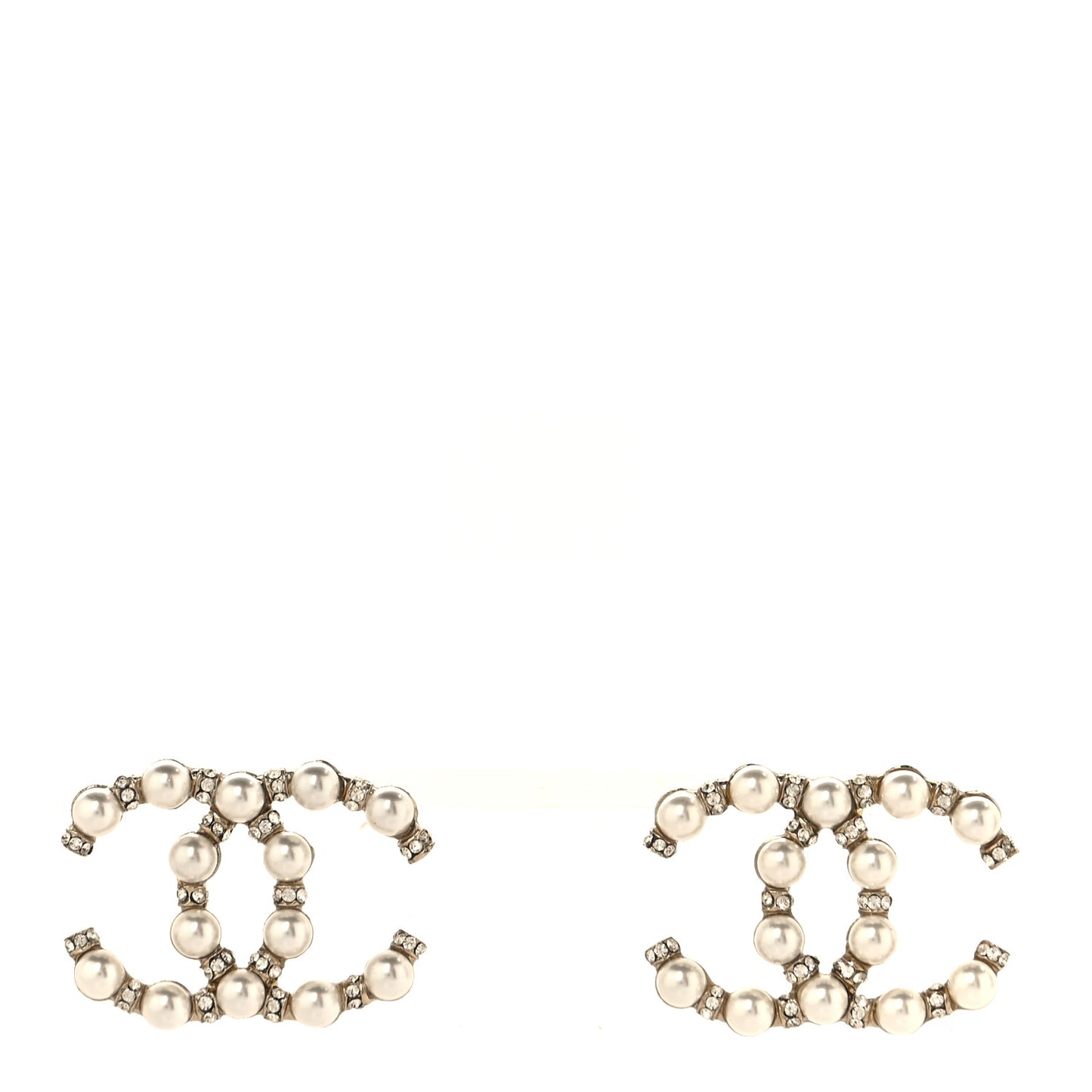 Pearl Crystal CC Earrings Gold