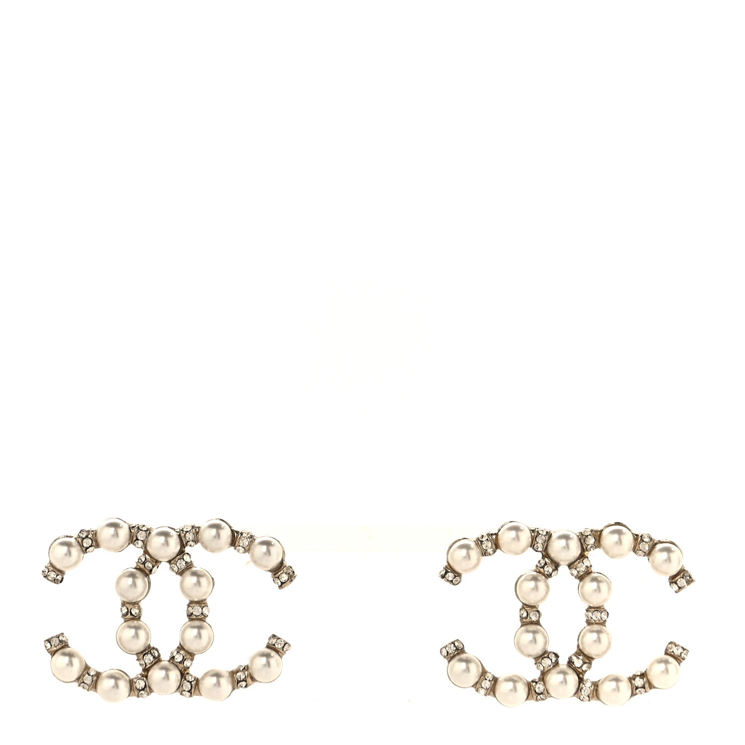 Chanel Pearl Crystal CC Earrings Gold 1 of 5