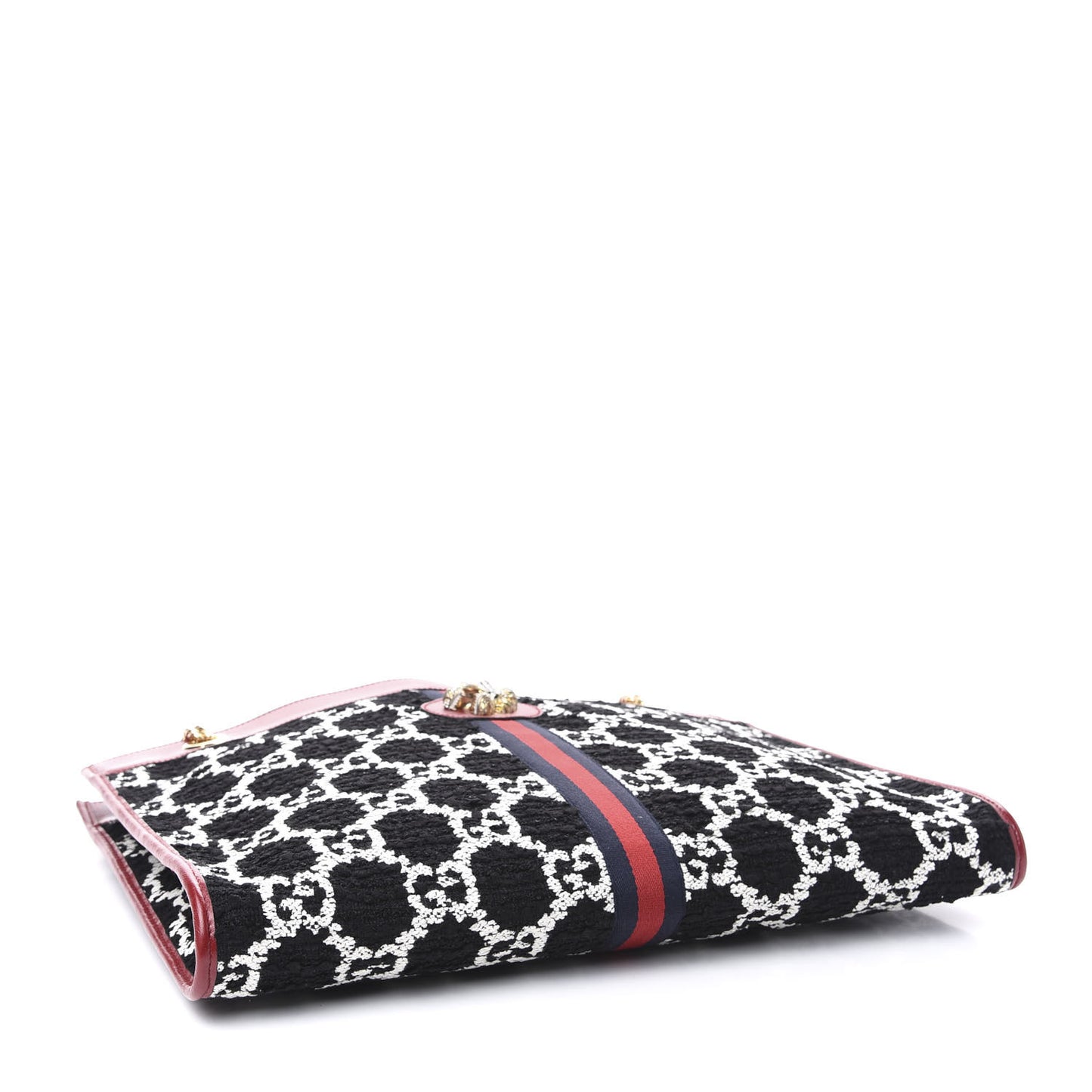 Tweed GG Monogram Large Rajah Chain Tote Romantic Cherry Black White
