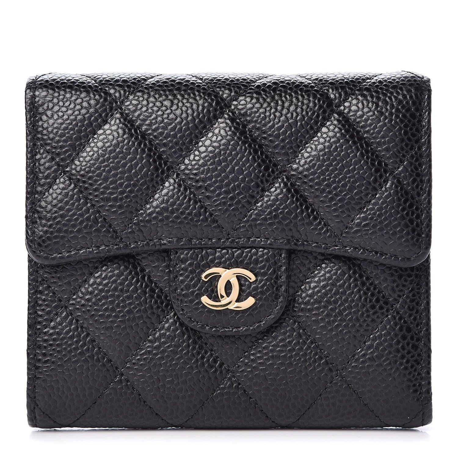 Chanel Caviar Quilted Compact Flap Wallet Black 1 of 10