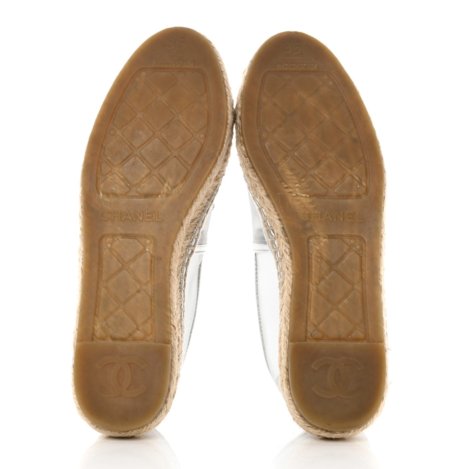 Chanel Mesh Grosgrain CC Espadrilles 35 Silver 5 of 9
