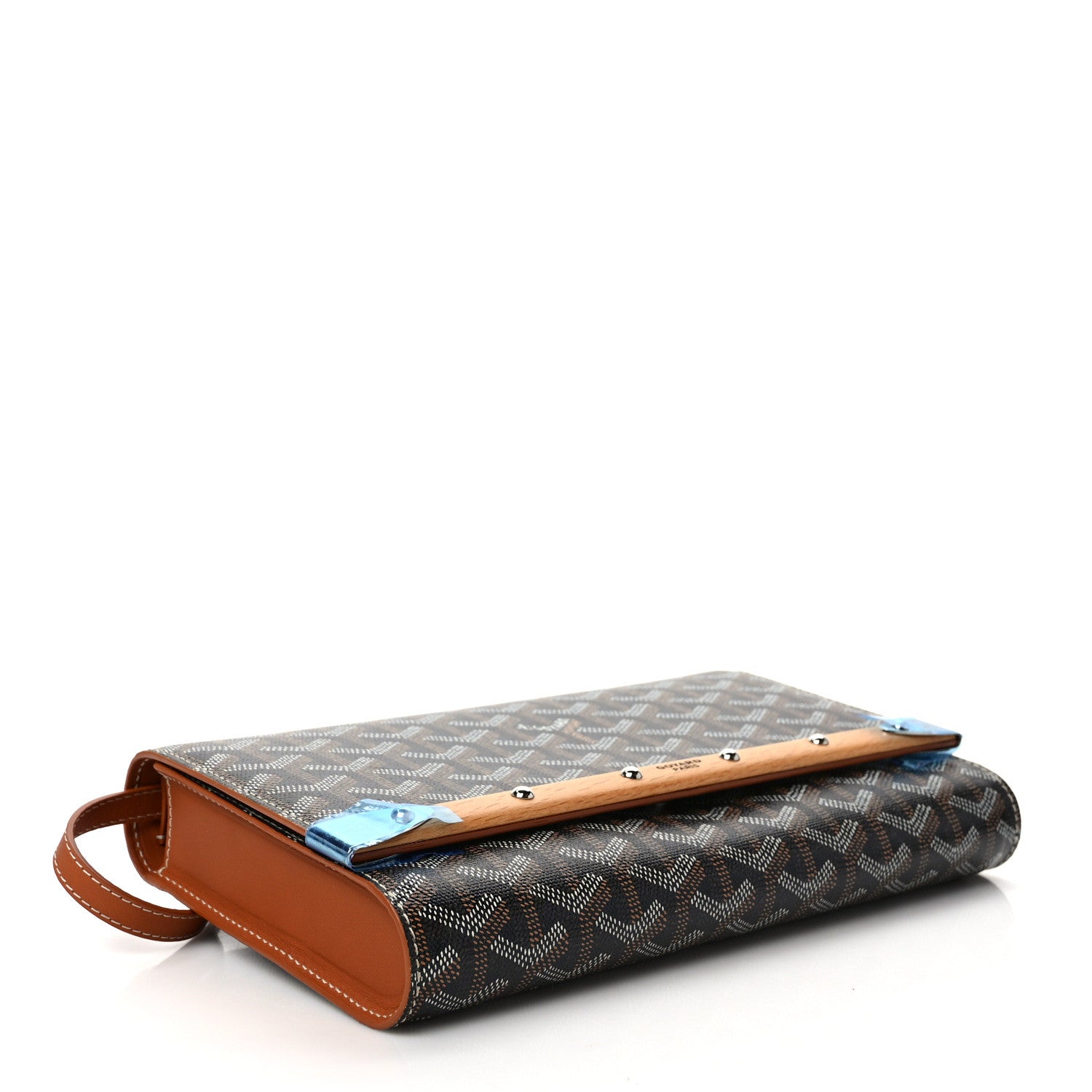 Goyard Goyardine Monte Carlo Bois Clutch With Strap Black Gold 4 of 9