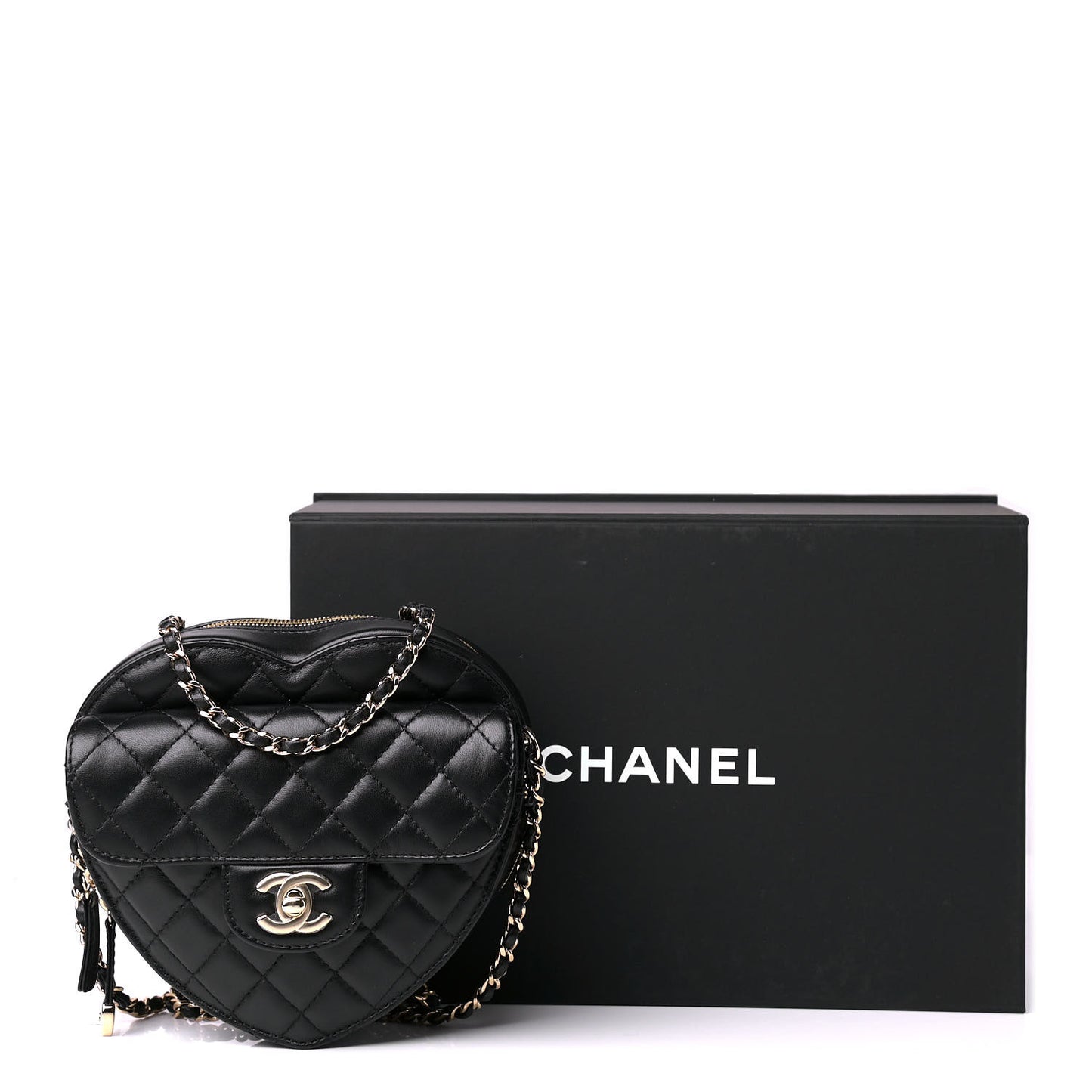 Lambskin Quilted CC In Love Heart Bag Black