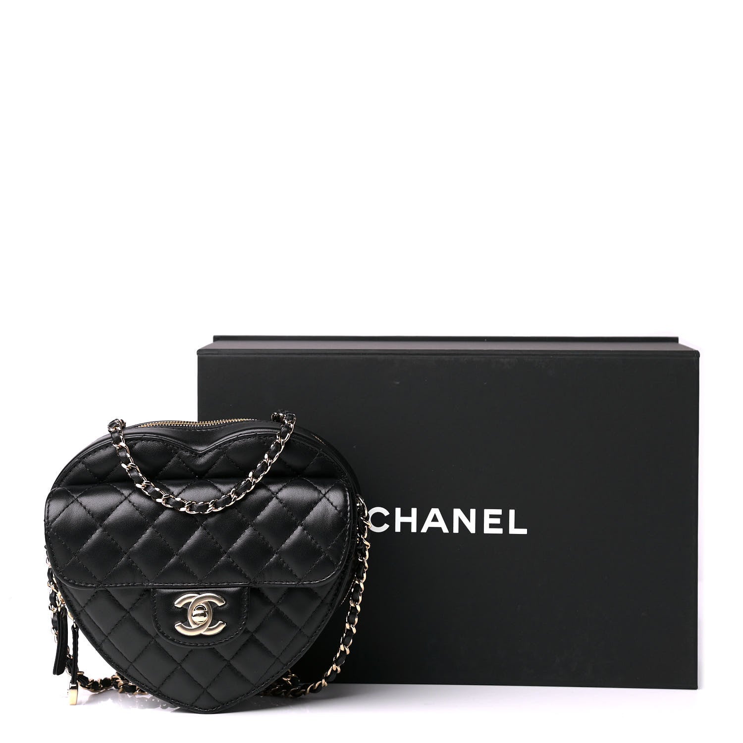 Chanel Lambskin Quilted CC In Love Heart Bag Black 10 of 10