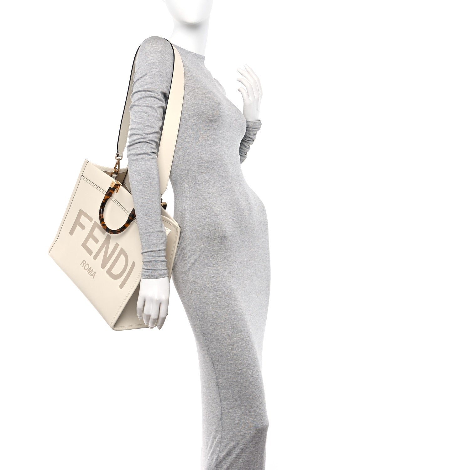 Fendi Vitello King Plexiglass Medium Fendi Sunshine Shopper Tote White Ice 2 of 9