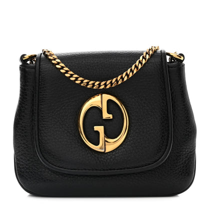 Gucci Pebbled Calfskin Small 1973 Chain Shoulder Bag Black 1 of 12