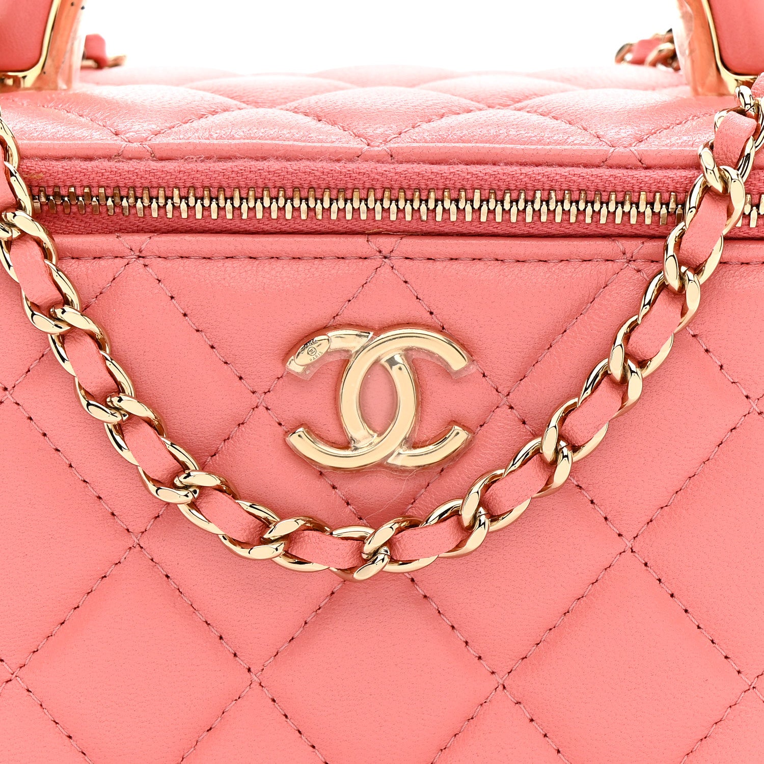 Chanel Lambskin Quilted Small Charming Top Handle Vanity Case With Chain Pink 9 of 14