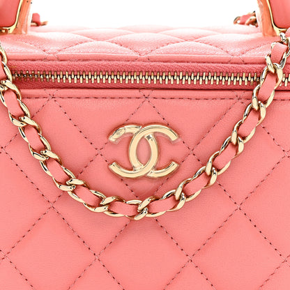 Chanel Lambskin Quilted Small Charming Top Handle Vanity Case With Chain Pink 9 of 14
