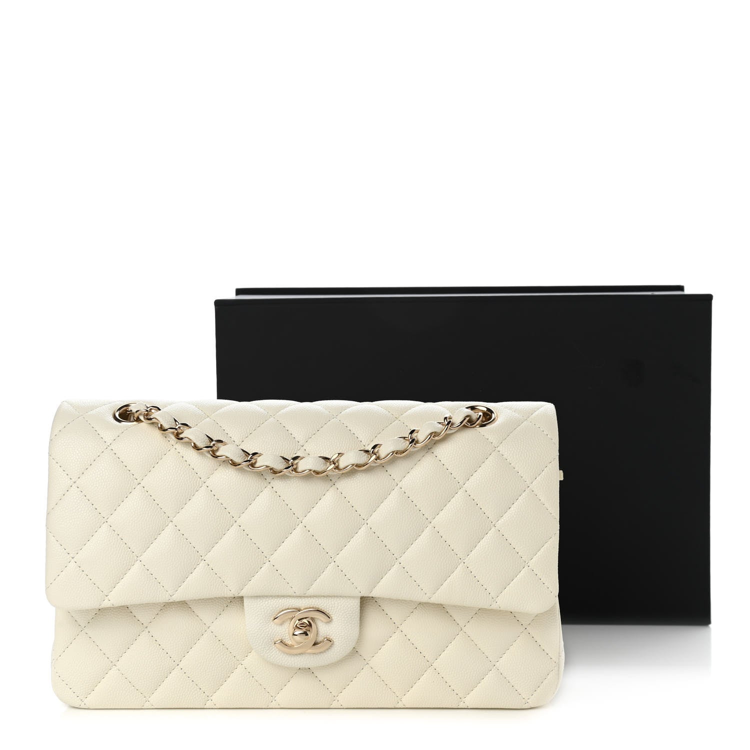 Chanel Caviar Quilted Medium Double Flap White 11 of 11