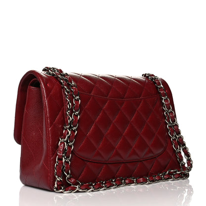 Chanel Caviar Quilted Jumbo Double Flap Dark Red 3 of 10