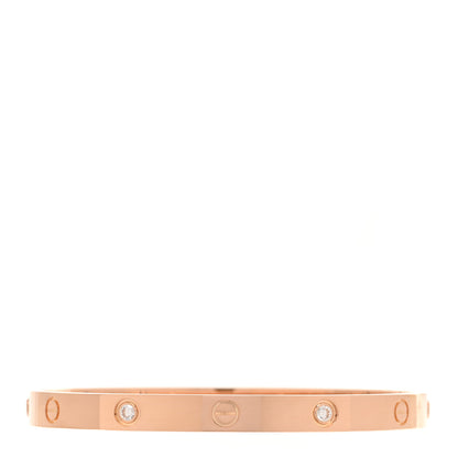 Cartier 18K Pink Gold 4 Diamond LOVE Bracelet 19 2 of 9