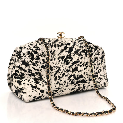 Chanel Lambskin Pony Hair Printed Clutch With Chain Black White 2 of 11