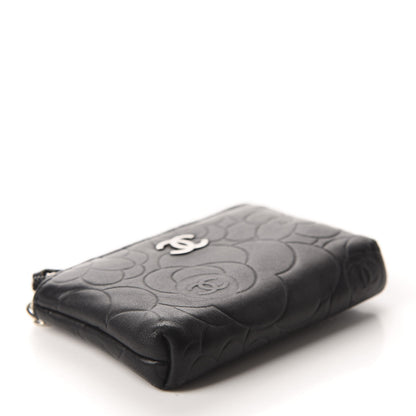 Chanel Lambskin Camellia Embossed Key Holder Case Black 4 of 7