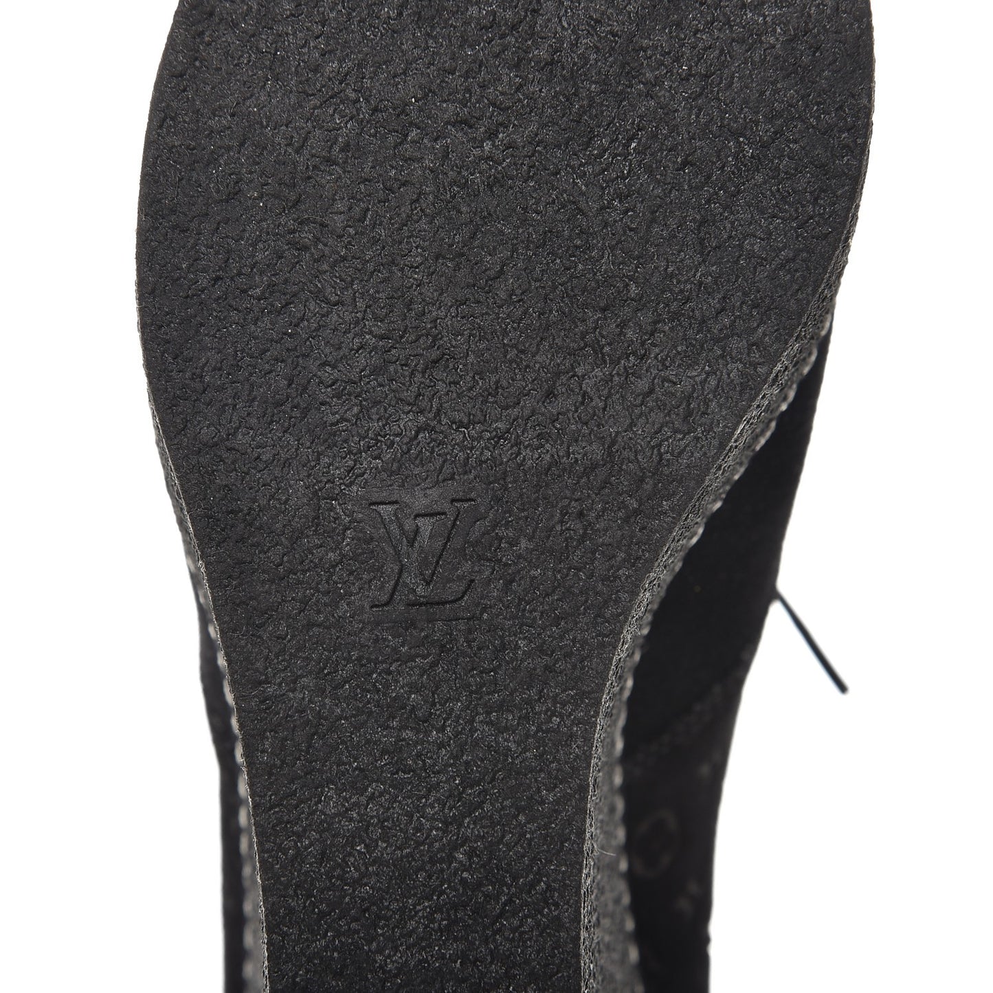 Suede Embossed Monogram Frosty Wedge Low Boots 39 Black