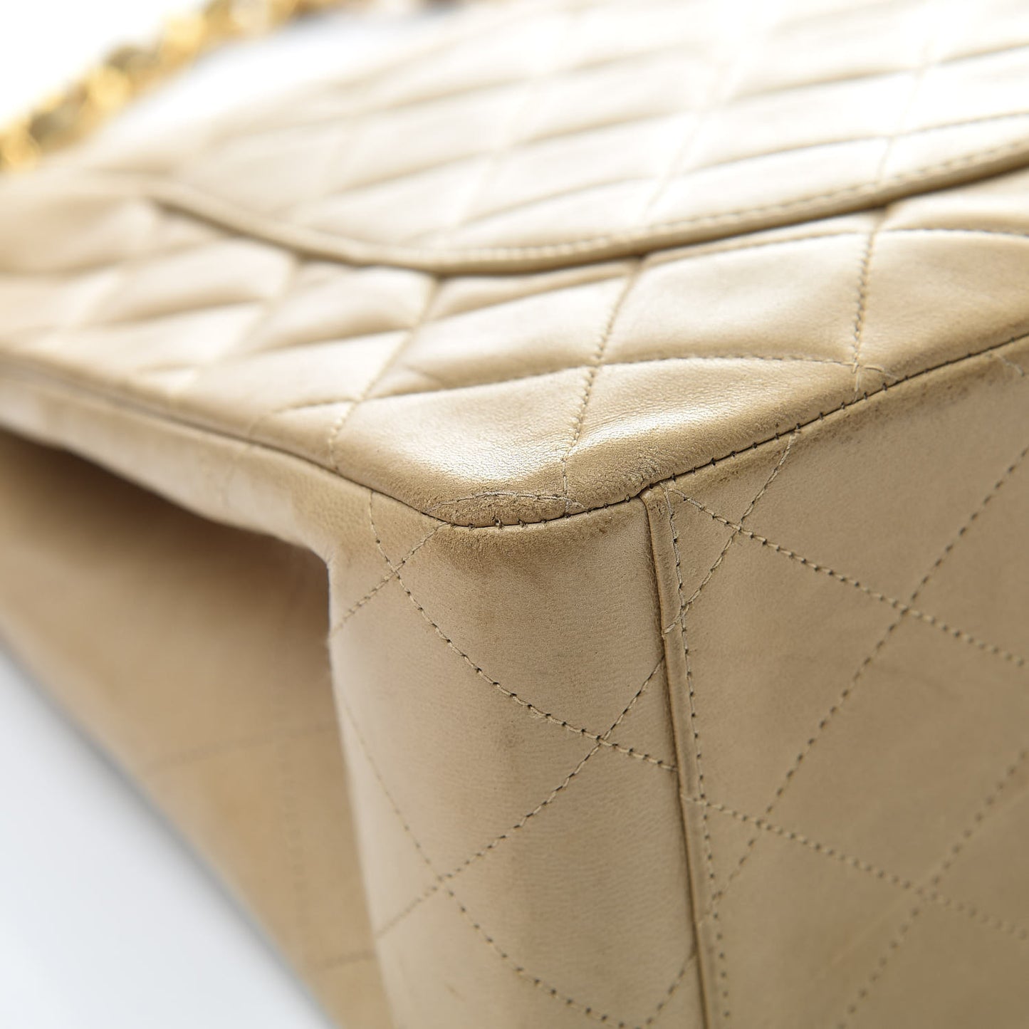 Lambskin Quilted Maxi Single Flap Dark Beige