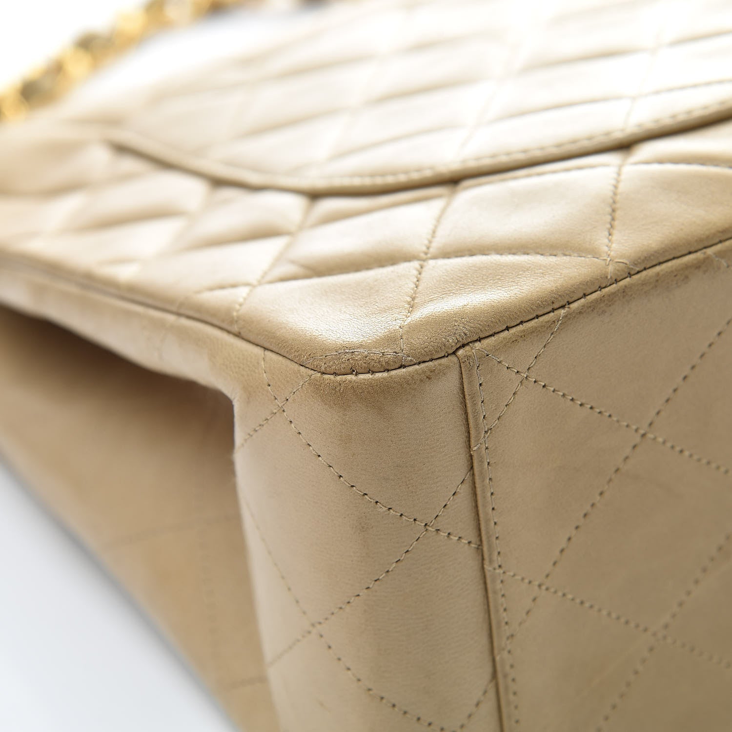 Chanel Lambskin Quilted Maxi Single Flap Dark Beige 13 of 24