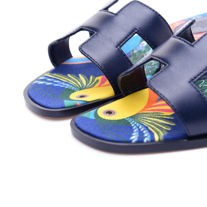 Hermes Calfskin Oran Sandals 36.5 Bleu 5 of 13