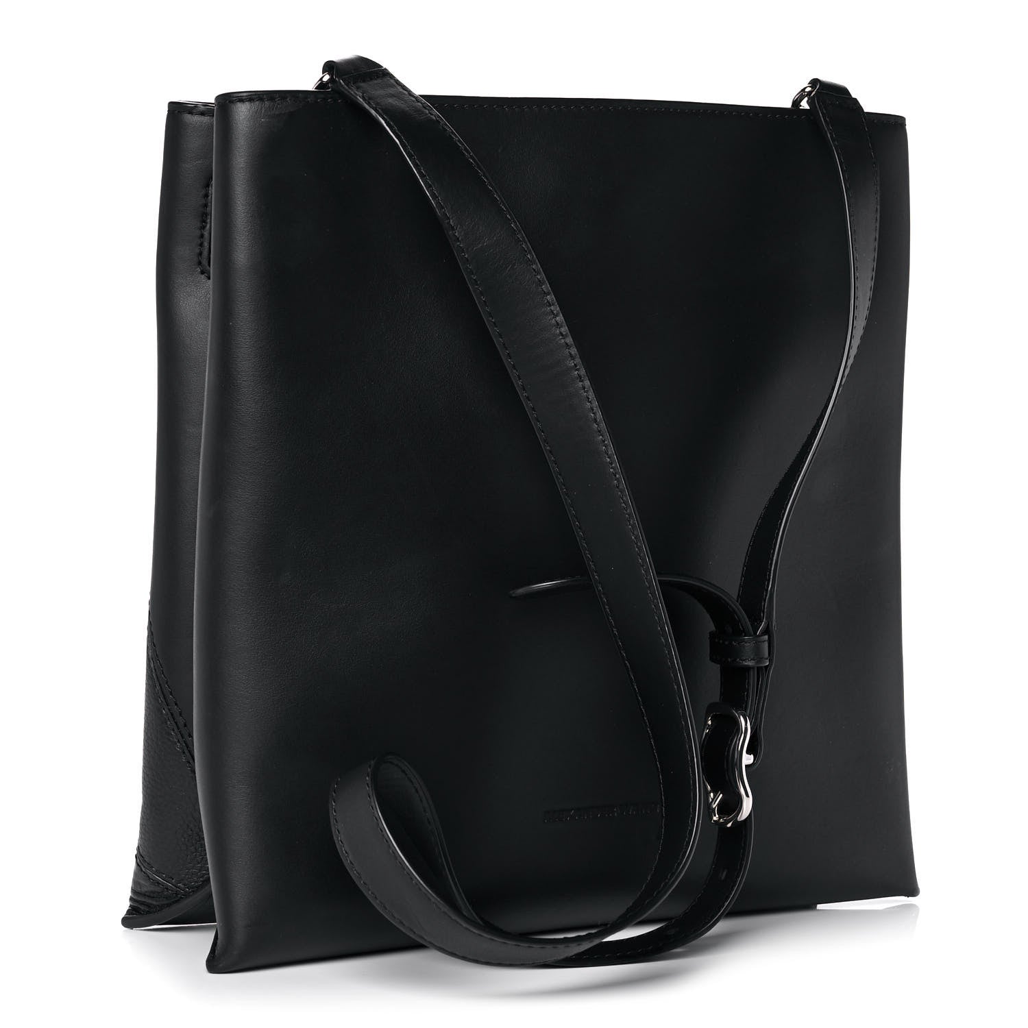 Alexander Wang Suede Calfskin Crocodile Lizard Embossed Attica Chain Satchel Black 2 of 9
