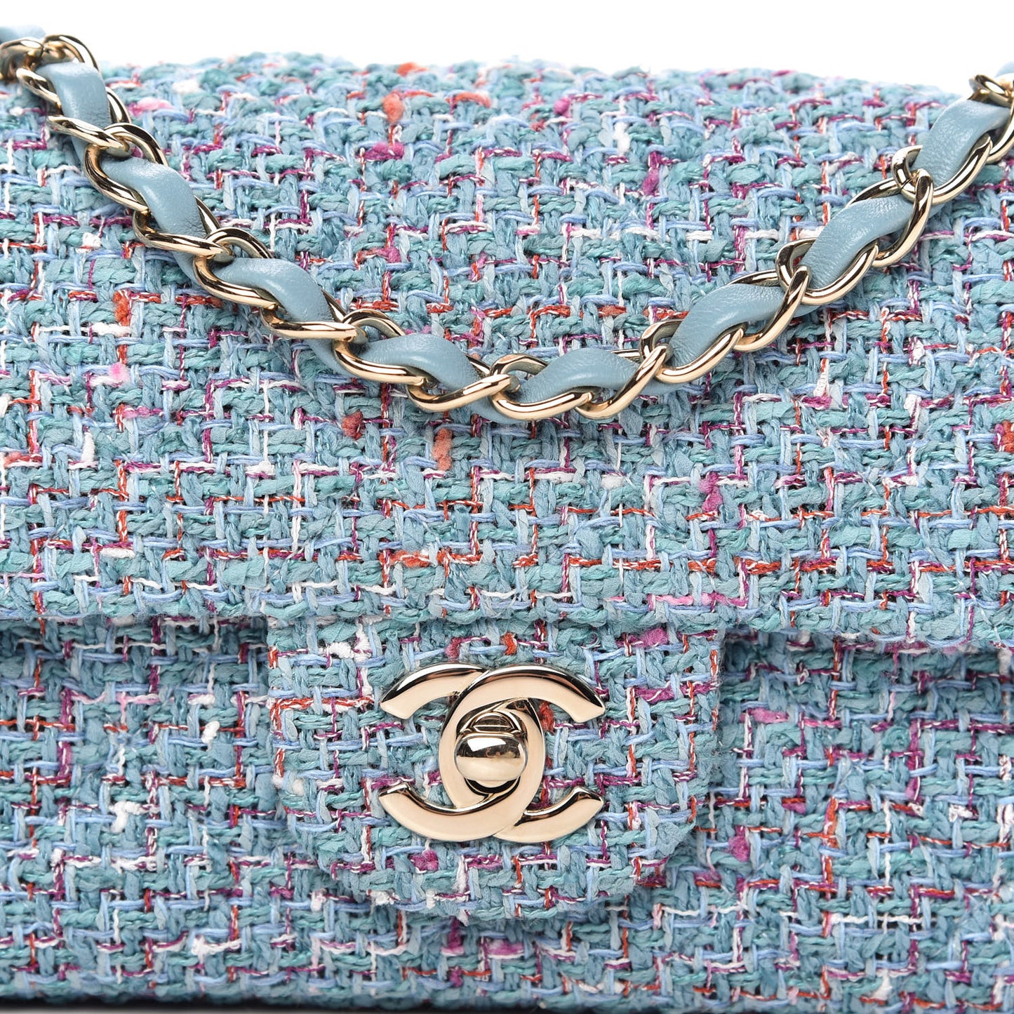 Tweed Quilted Mini Rectangular Flap Turquoise Purple White Red