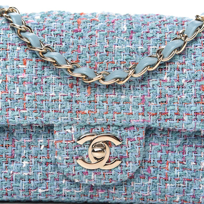 Chanel Tweed Quilted Mini Rectangular Flap Turquoise Purple White Red 10 of 10