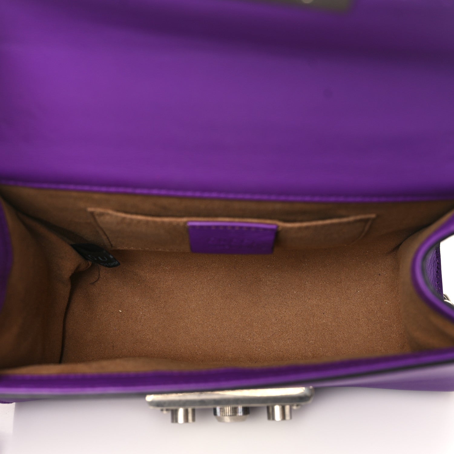 Gucci Calfskin Embroidered Tiger Strawberry Small Padlock Shoulder Bag Purple 5 of 9