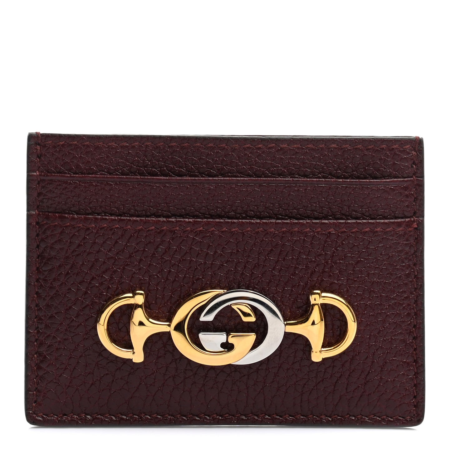 Grainy Calfskin Zumi Card Holder Vintage Bordeaux