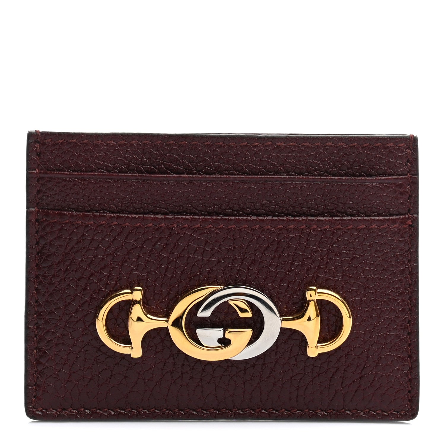 Gucci Grainy Calfskin Zumi Card Holder Vintage Bordeaux 1 of 6