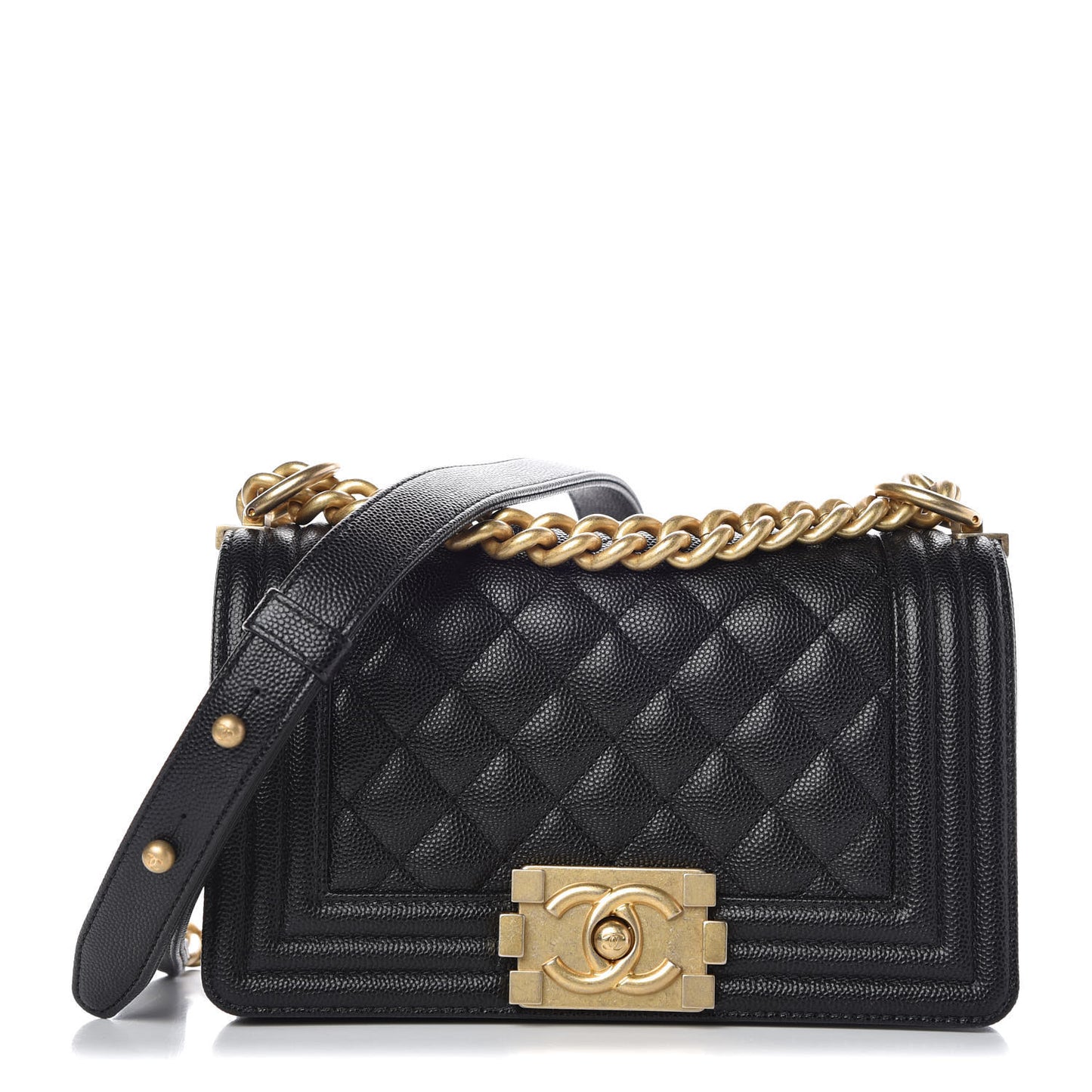 Caviar Quilted Small Boy Flap Black