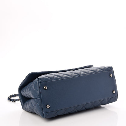 Chanel Caviar Quilted Small Coco Handle Flap Blue 5 of 9