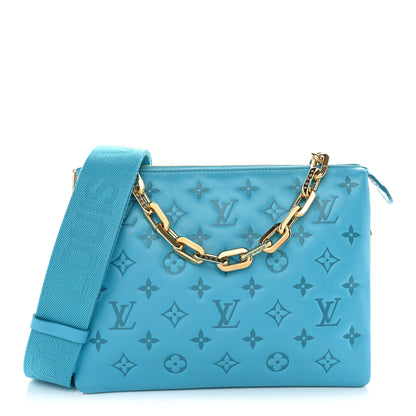 Louis Vuitton Lambskin Embossed Monogram Coussin PM Turquoise 1 of 10