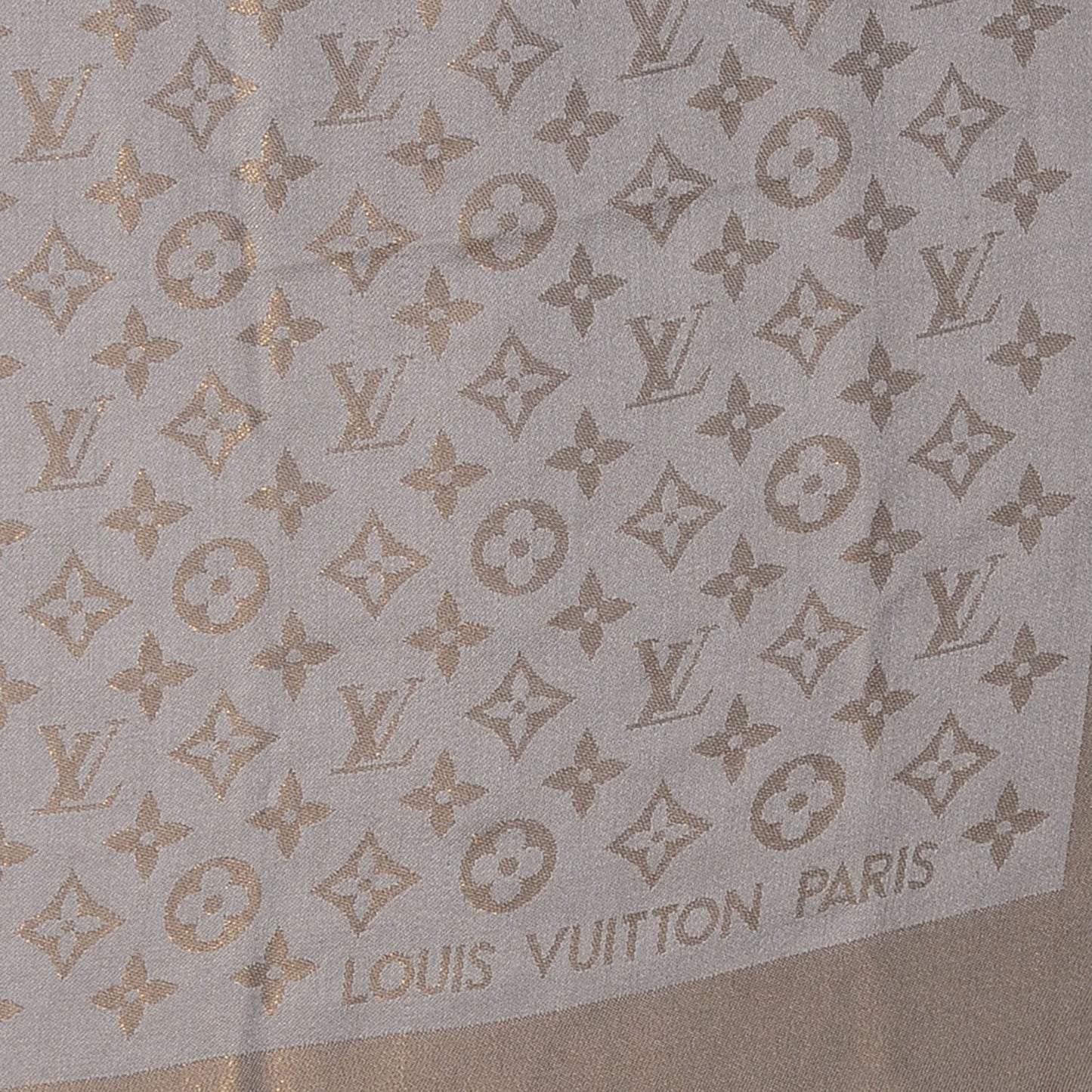 Silk Wool Monogram Shine Shawl Beige