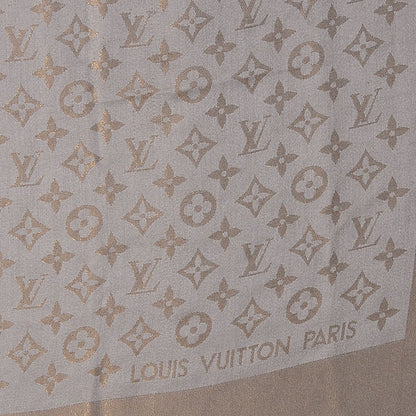 Louis Vuitton Silk Wool Monogram Shine Shawl Beige 4 of 5