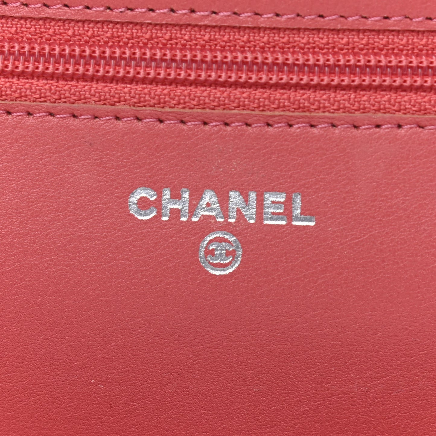 Patent Quilted Brilliant Wallet On Chain WOC Coral