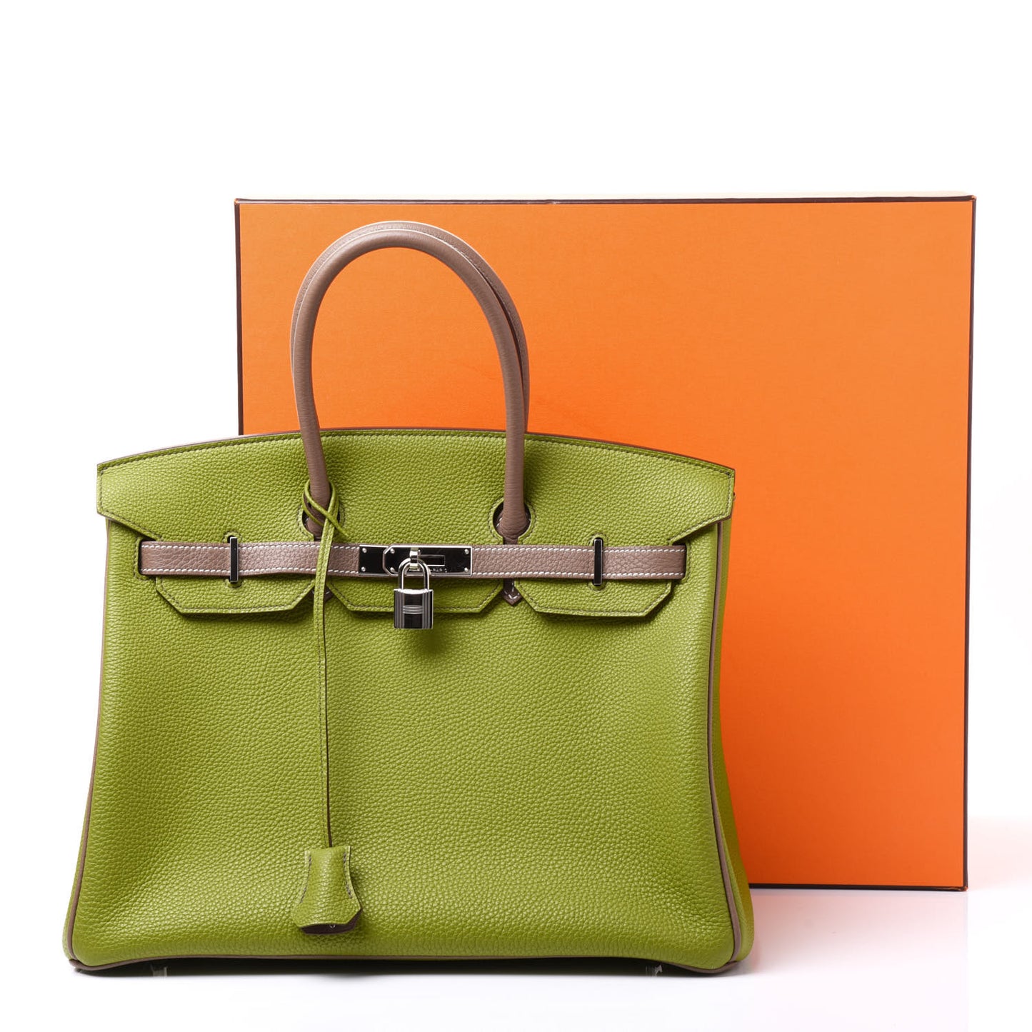 Togo Bi Color Horseshoe Birkin 35 Vert Anis Etoupe