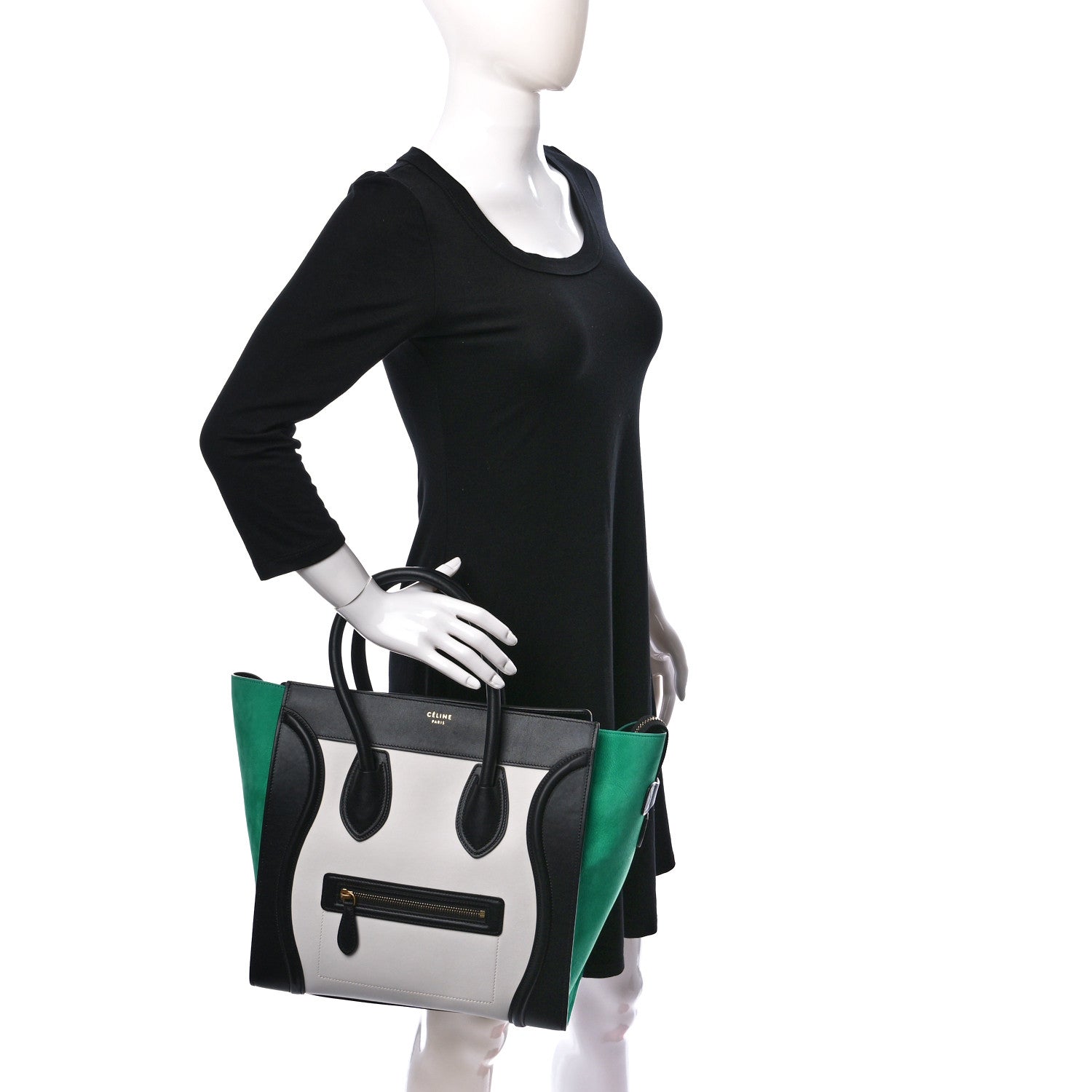 Celine Smooth Calfskin Nubuck Mini Tri-Color Luggage Palm 2 of 9