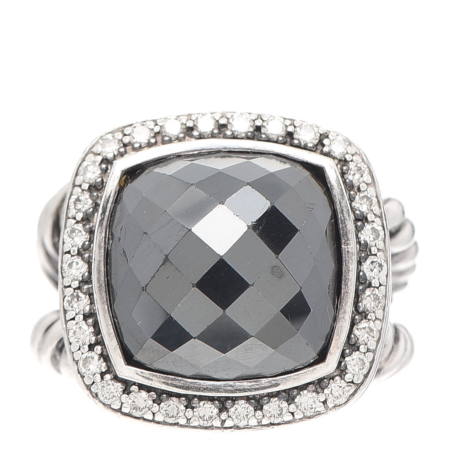 David Yurman Sterling Silver Diamond Hematine 14mm Albion Ring 52 6 1 of 5