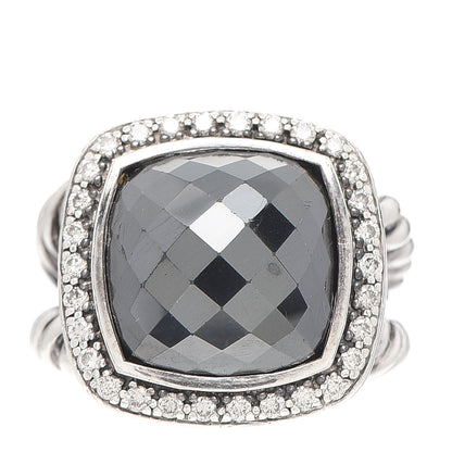 David Yurman Sterling Silver Diamond Hematine 14mm Albion Ring 52 6 1 of 5