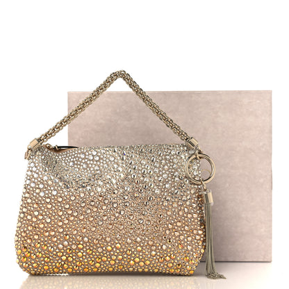 Jimmy Choo Satin Crystal Embellished Callie Tasseled Clutch Gold 9 of 9