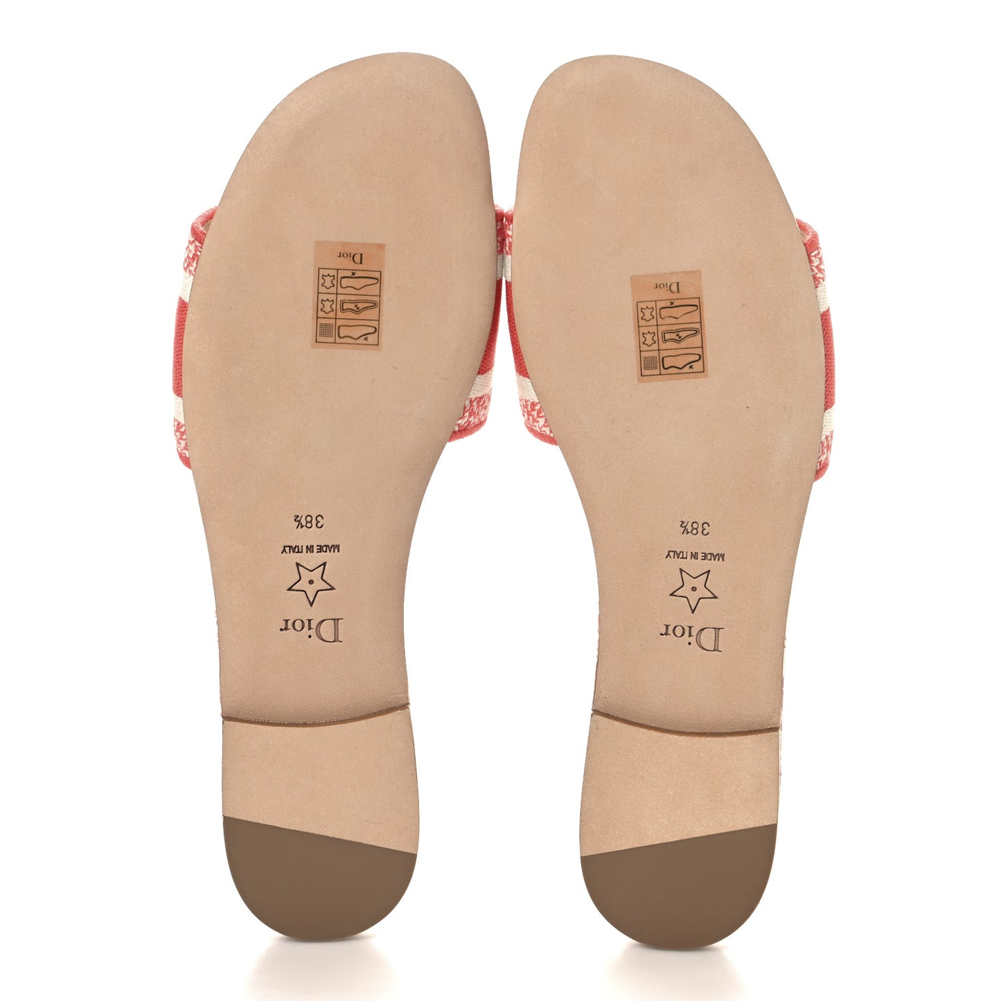 Canvas Soleil Embroidered Dway Flat Slide Sandals 38.5 Coral