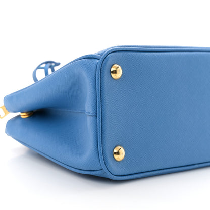 Prada Saffiano Lux Mini Galleria Double Zip Tote Azzurro 8 of 10