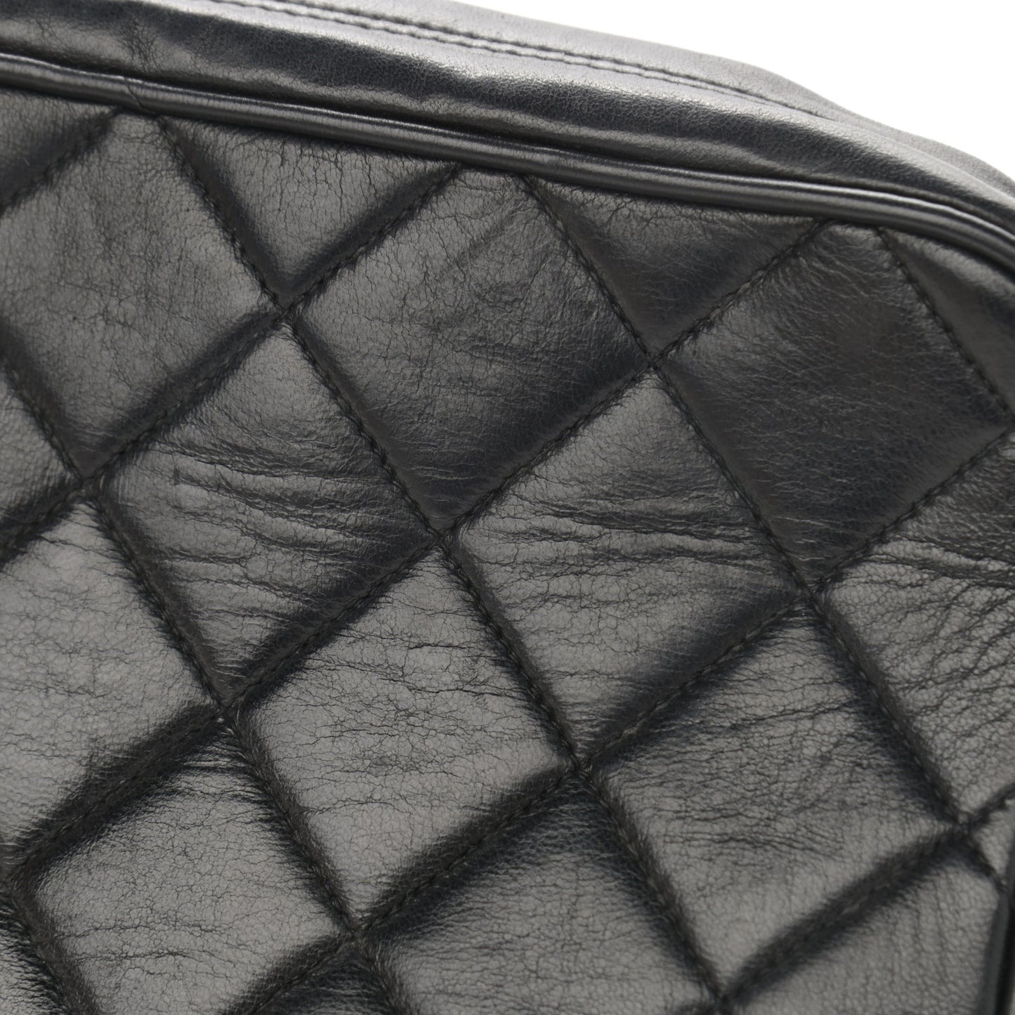 Lambskin Quilted Tassel Flap Camera Case Black