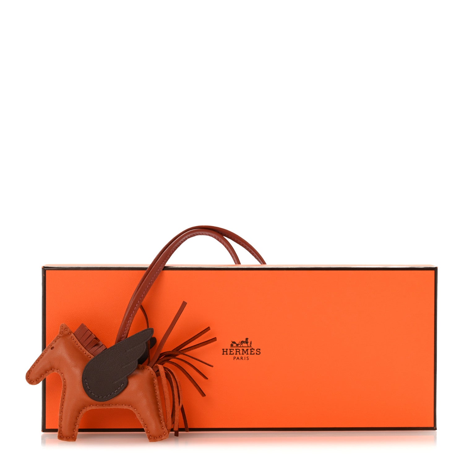 Hermes Milo Lambskin Grigri Rodeo Pegase Horse Bag Charm PM Pain D'epice Sienne Moka 6 of 6