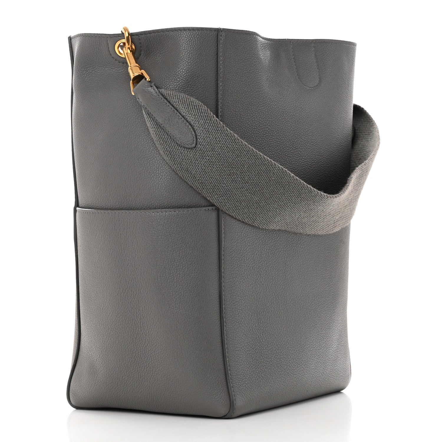 Celine Soft Grained Calfskin Sangle Bucket Bag Grey 3 of 14