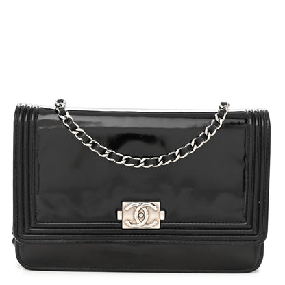 Chanel Glazed Calfskin Boy Wallet On Chain WOC Black 1 of 16