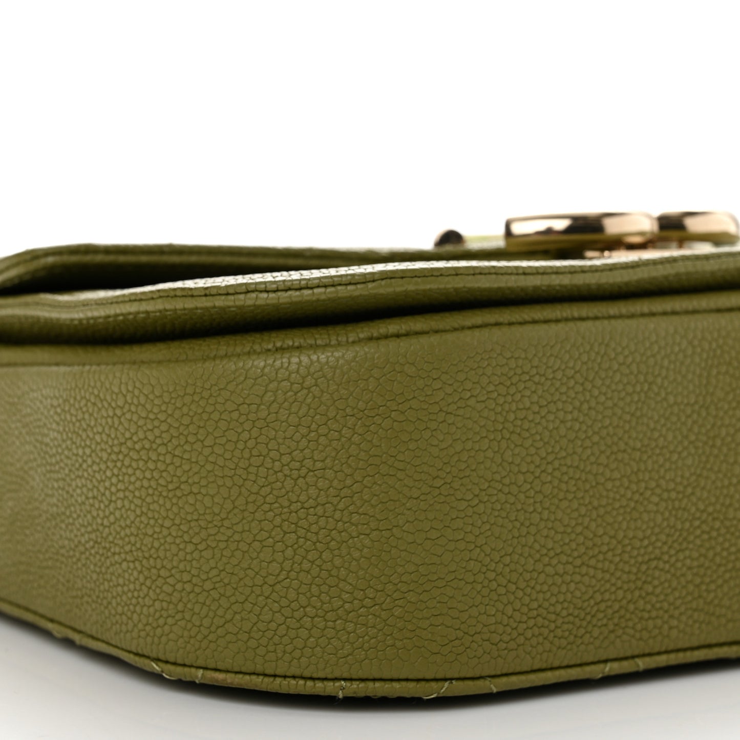 Grained Calfskin Quilted Small Cuba Top Handle Flap Khaki