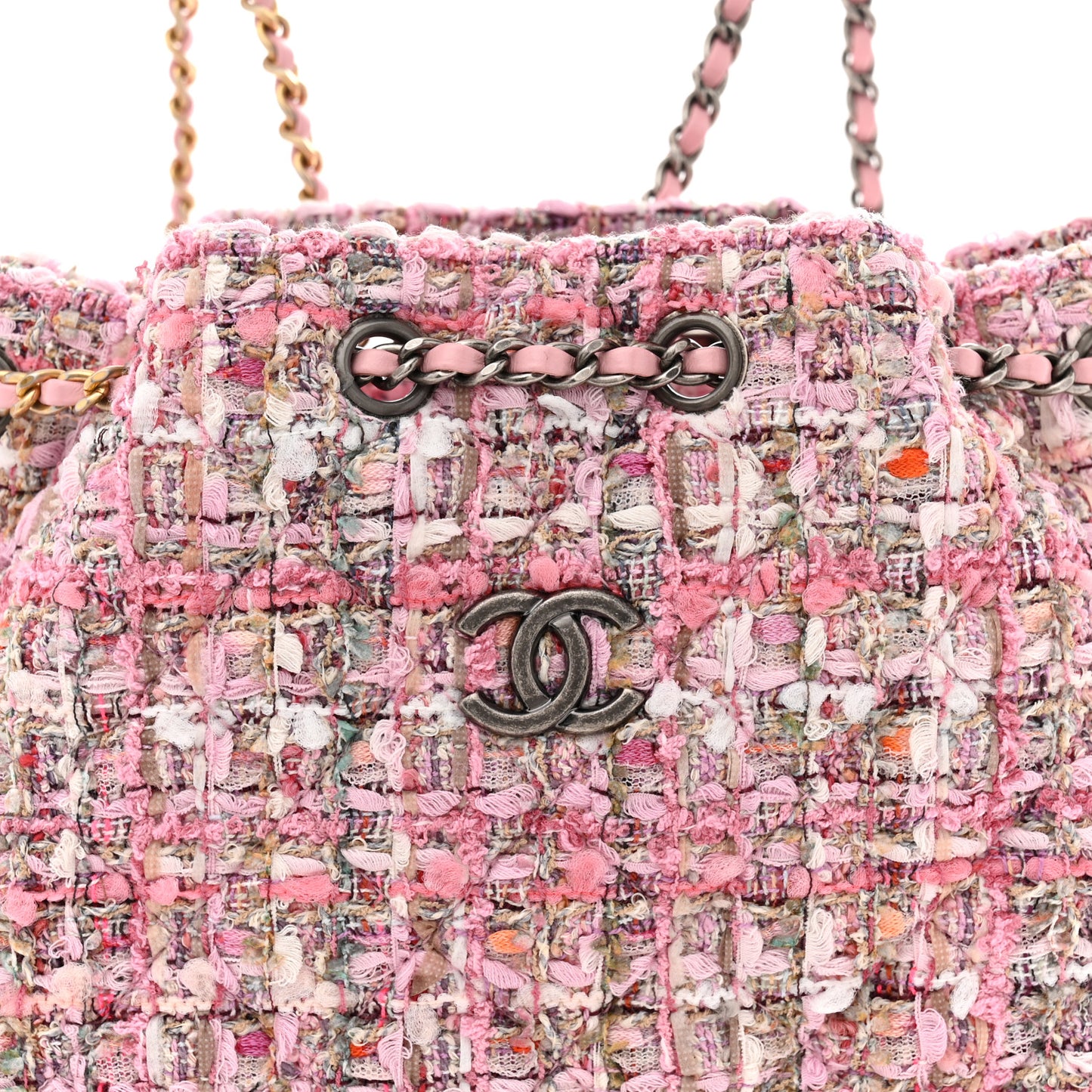 Tweed Calfskin Quilted Gabrielle Backpack Pink