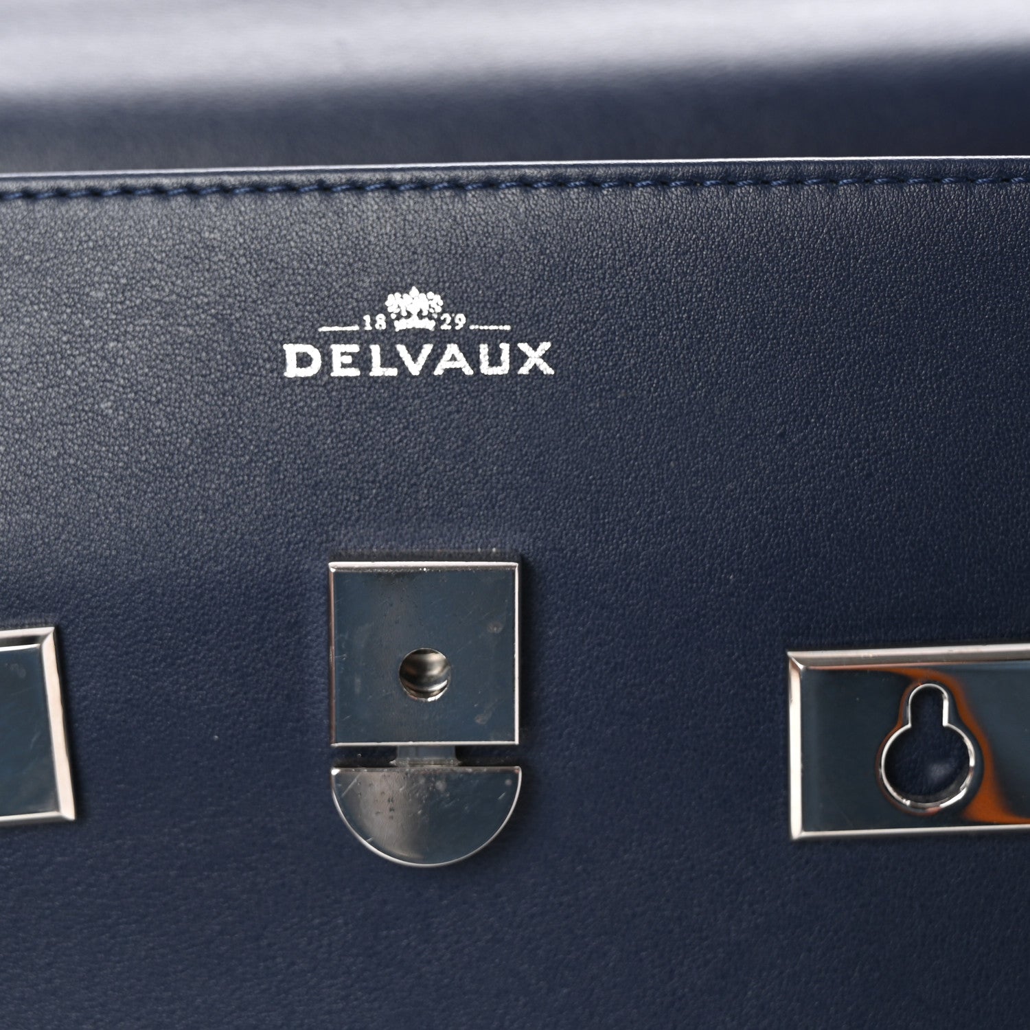 Delvaux Calfskin MM Tempete Satchel Navy 6 of 10