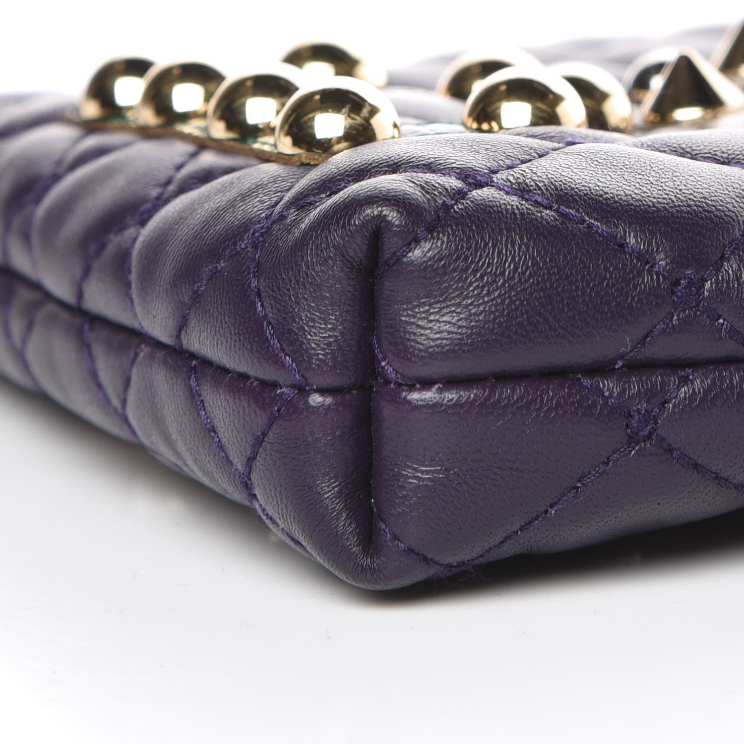 Dolce & Gabbana Lambskin Watersnake Embellished Pochette Violet 7 of 8