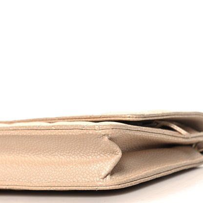 Chanel Pearly Caviar Quilted Wallet On Chain WOC Beige 11 of 13